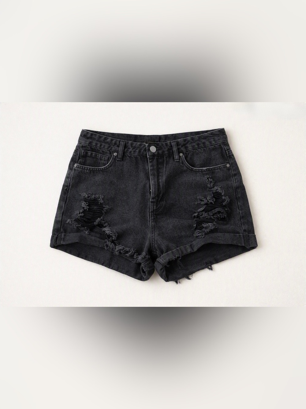 Women’s Distressed Black Denim Shorts